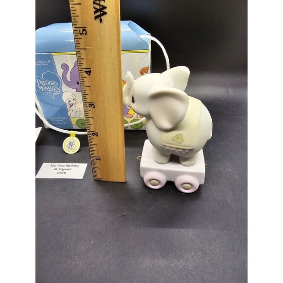 Precious Moments 15970 May Your Birthday be Gigantic Train Age 4 Elephant In Box - Picture 3 of 16